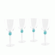Aulica Verres à vin avec pied en diamant vert - lot de 4 - vert 760901 Aulica Verres à vin avec pied en diamant vert - lot de 4 - vert 760901