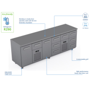 Comptoir réfrigéré en acier inoxydable -2400 × 660 × 900 mm - CST-24-101303 Comptoir réfrigéré en acier inoxydable -2400 × 660 × 900 mm - CST-24-101303