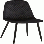 Décoshop26 - Chaise de salle à manger x1 coutures décoratives losanges assise en velours noir pieds métal noir mat 10_0002245 - noir métal 300025