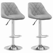 Décoshop26 - Lot de 2 tabourets de bar chaises hautes coutures losanges en velours gris clair et acier DEC029695 - gris 3000257507823 Décoshop26 - Lot de 2 tabourets de bar chaises hautes coutures losanges en velours gris clair et acier DEC029695 - gris 3000257507823