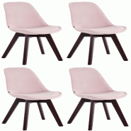 Décoshop26 - Lot de 4 chaises de salle à manger design scandinave en velours rose et piètement à 4 pieds en bois foncé 10_0008760 - Bois massif 3