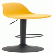 Décoshop26 - Tabouret de bar x1 moderne et confortable assise en plastique et PVC jaune pieds en métal noir 10_0005671 - jaune métal 3000265149671