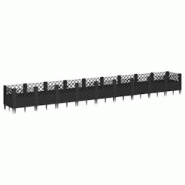 Helloshop26 - Jardinière bac lit surélevé plantes fleurs terrasse jardin avec piquets 363,5 x 43,5 x 43,5 cm PP noir 02_0038196 - 3000214134666 Helloshop26 - Jardinière bac lit surélevé plantes fleurs terrasse jardin avec piquets 363,5 x 43,5 x 43,5 cm PP noir 02_0038196 - 3000214134666
