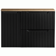 Helloshop26 - Meuble sous lavabo salle de bain rangement design 80 x 60 x 40 cm noir effet chêne - noir métal 3000224981960