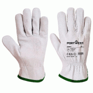 Portwest Gants Driver cuir Ovin Gris XL - Taille 10 - 10 gris A260GRRXL