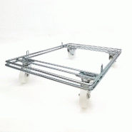 Socle à roulettes - 60 x 48 cm - pour corbeille empilable - finition zinguée brillante - supporte 150kg
