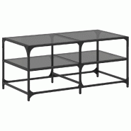 VidaXL Table basse avec dessus en verre noir 98,5x50x45 cm acier Modèle Panorama Prestige - 846013