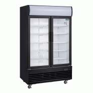 Vitrine réfrigérée positive 2 portes battantes avec caisson lumineux Série G 950L noire | Polar - GM813