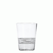 Zafferano Filante Lot De 6 Verres Tumbler En Verre Transparent Avec Travail De Rayures Et Fils De Verre Blanc Appliqués À La Main - Qualité Artisan
