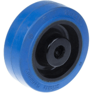 Roue de 80 mm avec caoutchouc élastique bleu sur centre en nylon Roue de 80 mm avec caoutchouc élastique bleu sur centre en nylon