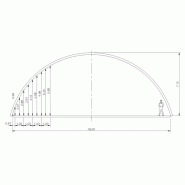 Bâtiment semi-circulaire neuf porté 18m hauteur de voûte 7,15m développement arc 24,16m