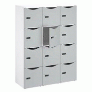 Casier de bureau Lockers 12 cases - Corps blanc, portes gris perle - H 170,9 cm Casier de bureau Lockers 12 cases - Corps blanc, portes gris perle - H 170,9 cm