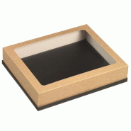 Couvercle carton laminé fenêtre pour plateau Fenix GN 1/2 marron  - par 250