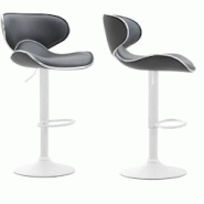 Décoshop26 - Lot de 2 tabourets de bar design contemporain pieds en métal blanc mat assise en synthétique gris 10_0000350 - blanc 3000847269605 Décoshop26 - Lot de 2 tabourets de bar design contemporain pieds en métal blanc mat assise en synthétique gris 10_0000350 - blanc 3000847269605