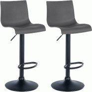 Décoshop26 - Lot de 2 tabourets de bar design simple avec repose-pieds en plastique gris pieds en métal noir 10_0004045 - gris métal 3000251907186