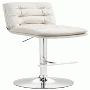 Décoshop26 - Tabouret de bar x1  repose-pieds et dossier assise rembourré en velours crème et métal chromé 10_0006235 - beige métal 3000265456106