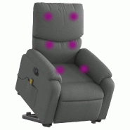 Fauteuil inclinable de massage électrique Gris foncé Tissu Modèle Hervessia - 8721012173491