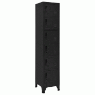 Helloshop26 - Armoire à casiers moderne pour bureau hauteur 38 x 40 x 180 cm avec 6 portes verrouillables en acier noir 02_0047008 - noir acier 30002