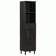 Helloshop26 - Armoire de salle de bain moderne rangement 38 x 33 x 160 cm en bois massif noir 02_0047186 - noir Bois massif 3000234641816