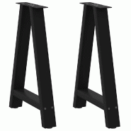 Helloshop26 - Lot de 2 pieds de table à manger en forme de A 60 x 72-73 cm avec niveleurs ajustables design moderne en acier noir 02_0057126 - noir a