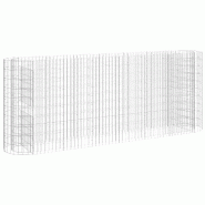 Lit surélevé à gabion fer galvanisé 260 x 50 x 100 cm Argent 02_0039910 - 3000218676520