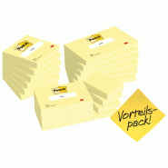 OMO Boîte de 12+12 blocs de Notes Post-it®, jaune canari, tailles assorties, 100 feuilles/bloc (660) - 6546-6556+65312