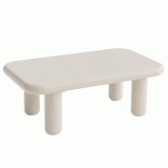 Oviala Business Table basse carrée 100 cm en MDF effet laqué blanc - blanc 114302