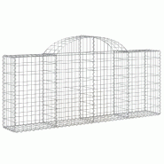 Panier de gabions clôture cage mur de soutènement arqué 200 x 30 x 80/100 cm fer galvanisé Argent 02_0040017 - métal 3000218919689