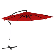 Parasol de jardin dÉcentrÉ de diamÈtre 3 m avec socle ombrelle avec manivelle d’ouverture et de fermeture protection upf 50+ jardin terrasse piscine plage rouge 12_0001799