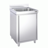Plonge inox1 bac sur placard - P 700 mm - 600