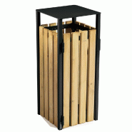 ROSSIGNOL Corbeille a poser ou a fixer eden - 110 L - sans cendrier - bois / gris manganese ROSSIGNOL Corbeille a poser ou a fixer eden - 110 L - sans cendrier - bois / gris manganese