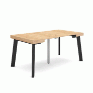 SKRAUT HOME Table console extensible, 160, Pour 8 personnes, Pieds en bois, Chêne - beige Bois manufacturé 215_35