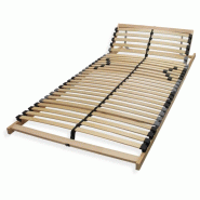 Sleepneo Sommier à lattes 80x200 cm avec têtière réglable, 7 zones, 28 lattes, bois de hêtre, fabriqué en Allemagne, jusqu'à 150 kg - marron LR