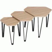 Tectake Ensemble de tables d’appoint Torquay - Bois clair industriel, Chêne Sonoma - 404735 - marron Bois massif 404735