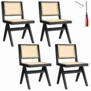 TecTake GmbH tectake Lot de 4 chaises en bois avec cannage viennois design rétro noir - 405912 - beige Bois massif 405912 TecTake GmbH tectake Lot de 4 chaises en bois avec cannage viennois design rétro noir - 405912 - beige Bois massif 405912