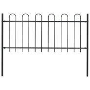 Vidaxl clôture de jardin avec dessus en cerceau acier 1,7 m noir 144930