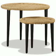 VidaXL Table basse 2 pcs jute naturelle Modèle Atlas Edge Élite - 244218