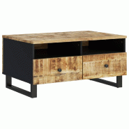 VidaXL Table basse 80x54x40 cm Bois de manguier solide et d'ingénierie Modèle Solstice Moderne - Bois massif 351954
