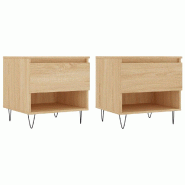 VidaXL Tables basses 2 pcs chêne sonoma 50x46x50 cm bois d'ingénierie Modèle Oslo Premium - 830915