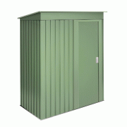 Wasabi - Armoire de Rangement Extérieur 1,39m2 Neat Green - 162x86x181cm - Porte coulissante - Toit incliné - Couleur vert - Abri de jardin métal -