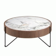 AC ANGEL CERDA Angel Cerdá Table basse ronde en marbre porcelaine, noyer et acier noir 2138C Ø81 x 33 - marron Bois manufacturé 8435631032830 AC ANGEL CERDA Angel Cerdá Table basse ronde en marbre porcelaine, noyer et acier noir 2138C Ø81 x 33 - marron Bois manufacturé 8435631032830