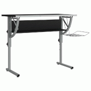 Bureau d'artisanat noir et gris 110x53x(58-87) cm Modèle Orion Prestige - 8720286817124