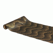 Chemin de table tissu noir Waves or métal 28cm x 3m