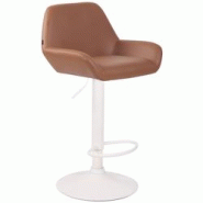 CLP Tabouret de bar Braga similicuir avec pied en métal Marron clair/Blanc - marron polyester 318130 CLP Tabouret de bar Braga similicuir avec pied en métal Marron clair/Blanc - marron polyester 318130