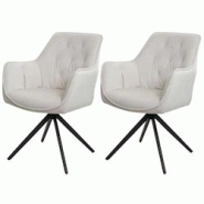 Décoshop26 - Lot de 2 chaises de salle à manger pivotant avec accoudoir siège rotatif cadre métal et tissu crème-beige 04_0007374 - beige 3000262 Décoshop26 - Lot de 2 chaises de salle à manger pivotant avec accoudoir siège rotatif cadre métal et tissu crème-beige 04_0007374 - beige 3000262