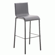 Décoshop26 - Tabouret de bar x1 cadre en métal noir et siège en PVC gris 10_0006300 - gris métal 3000265494689
