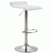 Décoshop26 - Tabouret de bar x1 design minimaliste hauteur réglable repose-pieds en PVC blanc et métal chromé 10_0005612 - blanc métal 3000265118264