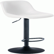 Décoshop26 - Tabouret de bar x1 rotation à 360°en PVC blanc pieds en trompette métal noir 10_0006381 - blanc métal 3000265538826