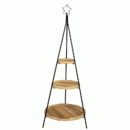 Etagère métal et bois 3 plateaux ronds - Ø 57 x H 158 cm