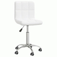 Helloshop26 - Chaise fauteuil siège de bureau informatique étude pivotante similicuir blanc 02_0024047 - blanc acier 3000214658193